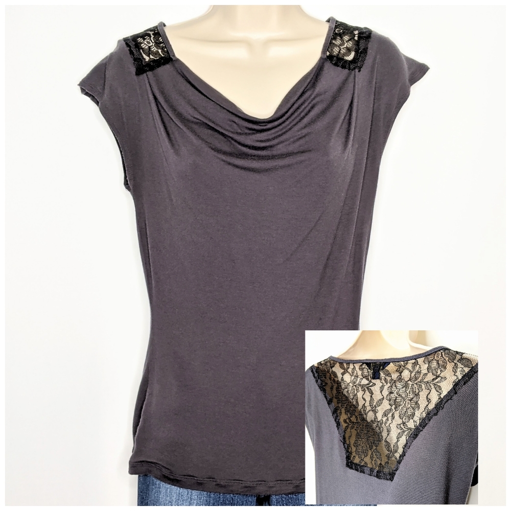 Banana republic cowl neck‎ t-shirt lace back sz S